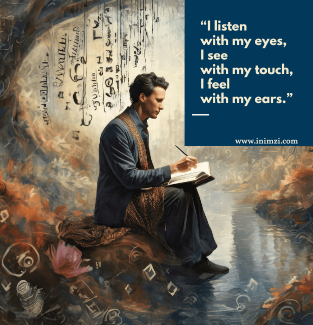 I listen with my eyes, I see with my touch, I feel with my ears.